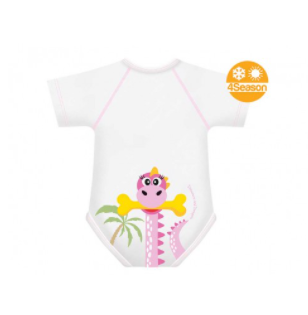 BODY 0-36 MESI BIO COTONE 4 STAGIONI DINOSAURO ROSA